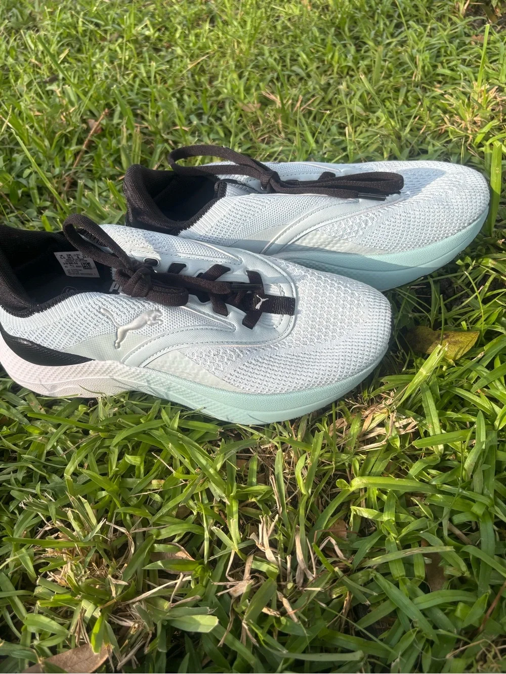 Puma Women’s Light Blue and Black Mesh Running Sneakers Size 8